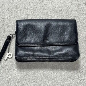 Picard Clutch Genuine Black Peb Leather Multi Compart Made In Germany, # 1080039
